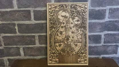 Laser-engraved Millennium Falcon wooden artwork for sci-fi fans
