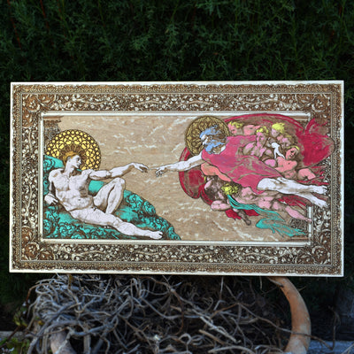 Adam limited edition gothic wood wall art, hand-carved dark decor, perfect for home or office.