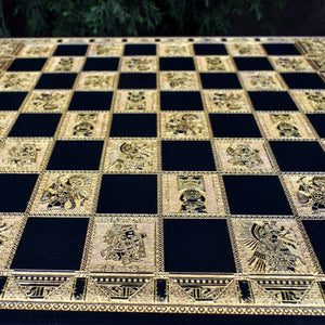 Aztec Chess & Checkers Board Game - Pawns included - A3 Large Size