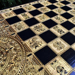 Load image into Gallery viewer, Aztec Chess &amp; Checkers Board Game - Pawns included - A3 Large Size
