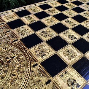 Aztec Chess & Checkers Board Game - Pawns included - A3 Large Size