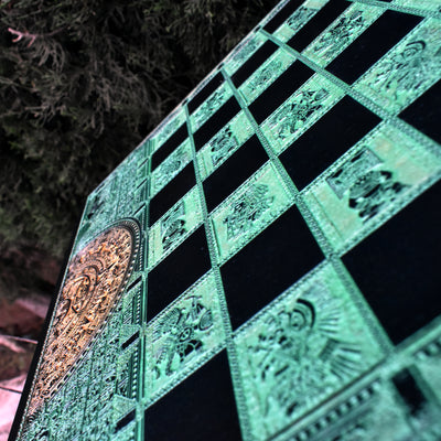 Aztec Chess Board - Black & Green - A3 Large Size