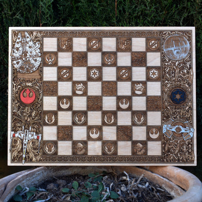 Sci Fi Chess Board Star Wars  - A3 Large Size Star Wars engraved wood phone case