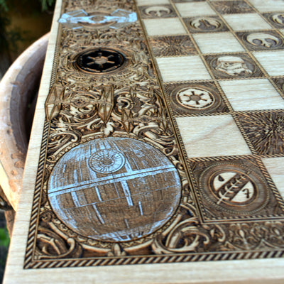 Sci Fi Chess Board Star Wars  - A3 Large Size Star Wars engraved wood phone case