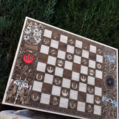 Sci Fi Chess Board Star Wars  - A3 Large Size Star Wars engraved wood phone case