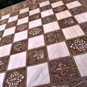 Medieval Wooden Chess Board Game Set - A3 Size - 1.25" / 32 mm Square