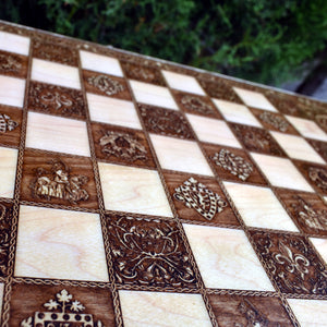 Medieval Wooden Chess Board Game Set - A3 Size - 1.25" / 32 mm Square