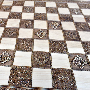 Medieval Wooden Chess Board Game Set - A3 Size - 1.25" / 32 mm Square
