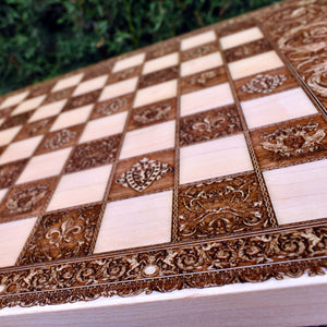 Medieval Wooden Chess Board Game Set - A3 Size - 1.25" / 32 mm Square