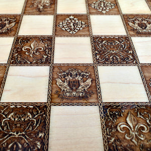 Medieval Wooden Chess Board Game Set - A3 Size - 1.25" / 32 mm Square