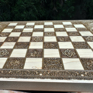 Medieval Wooden Chess Board Game Set - A3 Size - 1.25" / 32 mm Square