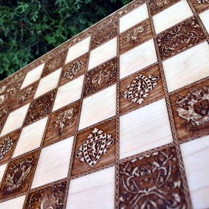 Medieval Wooden Chess Board Game Set - A3 Size - 1.25" / 32 mm Square