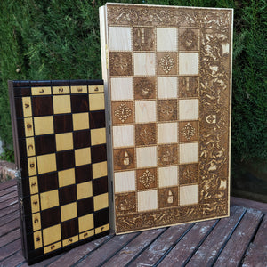 War Chess Set Tournament Size Wood Board Game - Pawns included