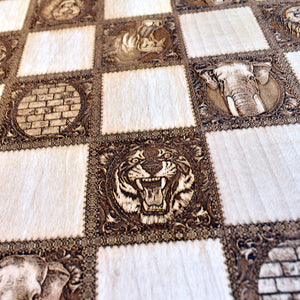 Solid Wooden Vintage Circus Chess Board Set Tournament Size - 2.12" – 54 mm Square