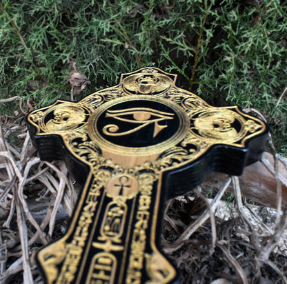 Egypt Carved Wall Hanging Cross Sculpture