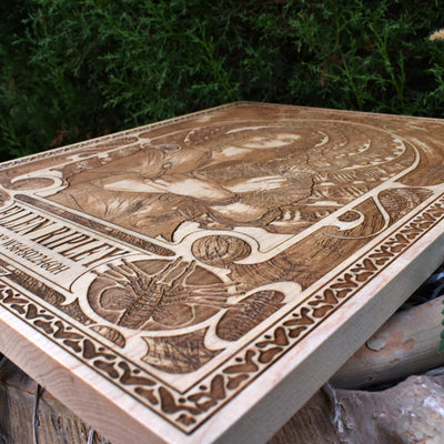 Handmade sci-fi horror wood plaque with Ellen Ripley design