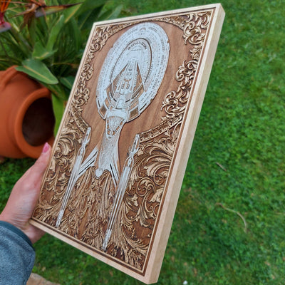 Intergalactic Ship VII Enterprise - Medium Hand Painted Alien xenomorph HR Giger biomechanical engraved phone case