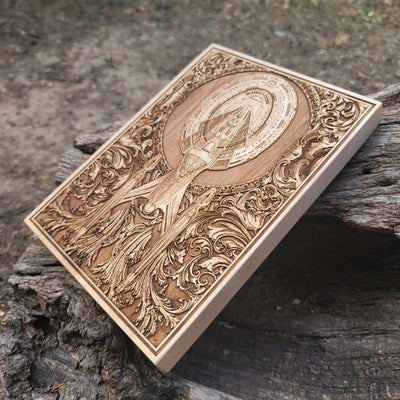 Handmade wooden artwork 'nan' – wood gift for 5 year anniversary, wedding present, gift for him or her, romantic handcrafted decor