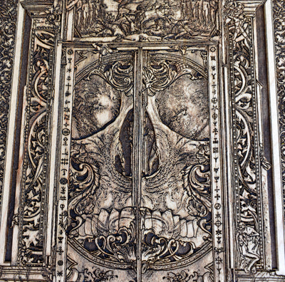 Demonic portal wood artwork – a must-have for horror & fantasy fans.