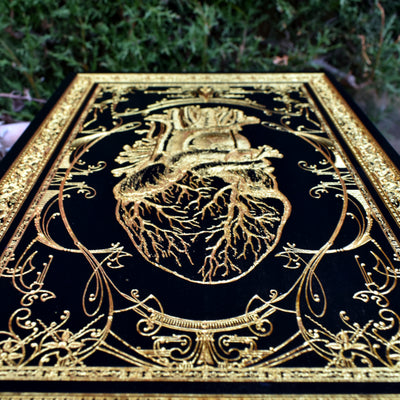Anatomical heart wood decor, romantic gothic gift for him or her.
