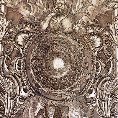 Lucifer pagan wall art, finely laser-etched on wood, perfect for Satanic altar decor and gothic enthusiasts.