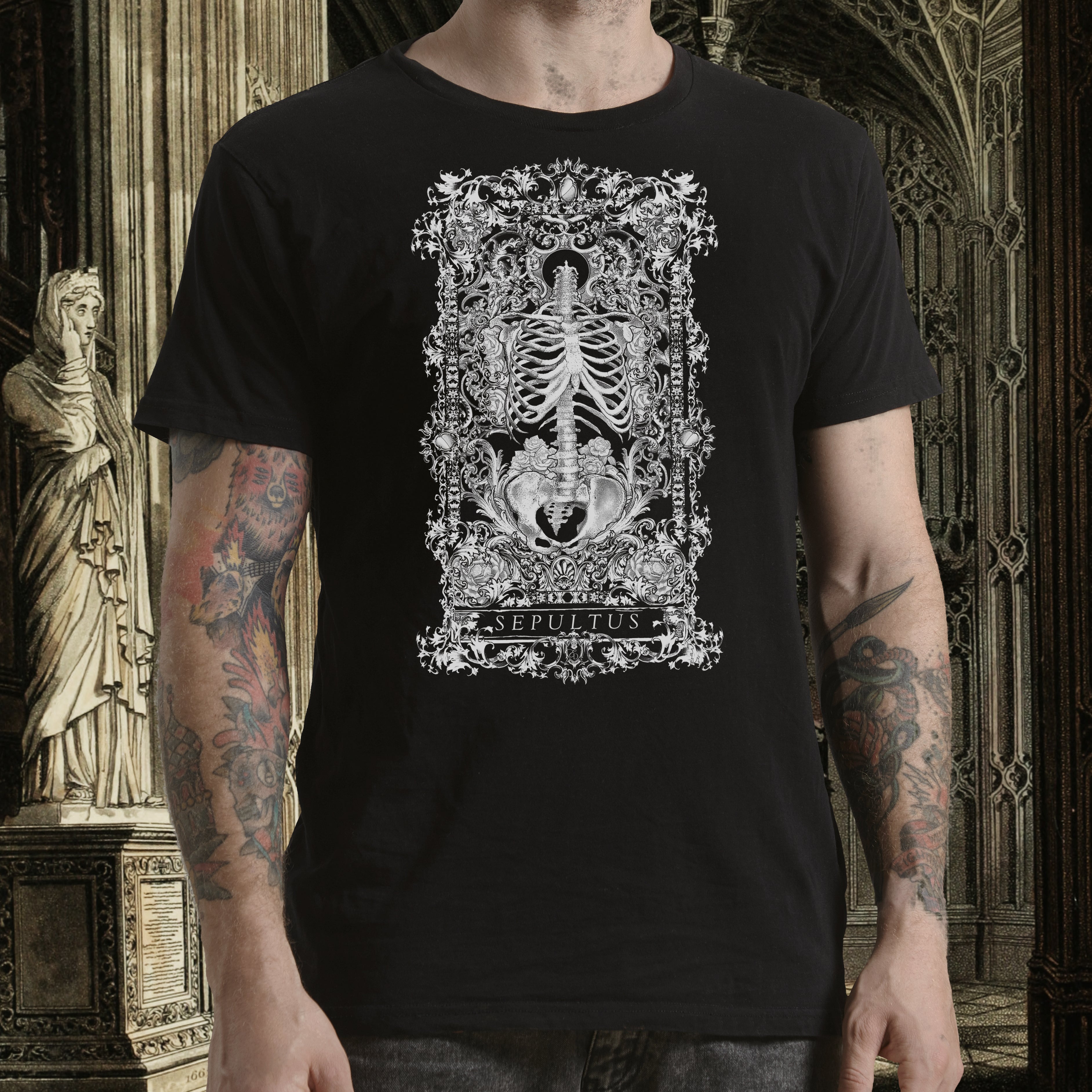 skeleton graphic tee shirt men