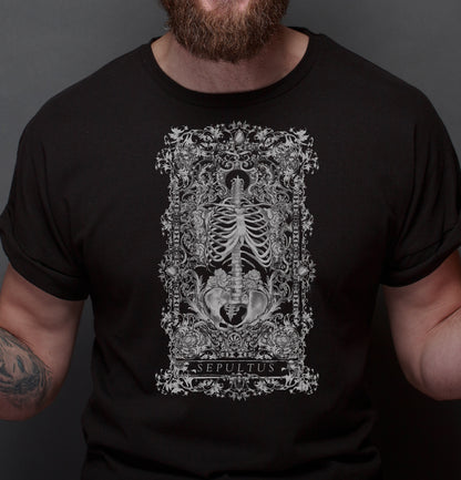Rib Cage Black T Shirt, Goth Clothing "Buried"