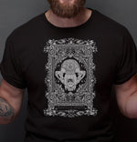Load image into Gallery viewer, Cat Skull Dark T-Shirt, Black &amp; White Goth Clothing &quot;The Cursed&quot;
