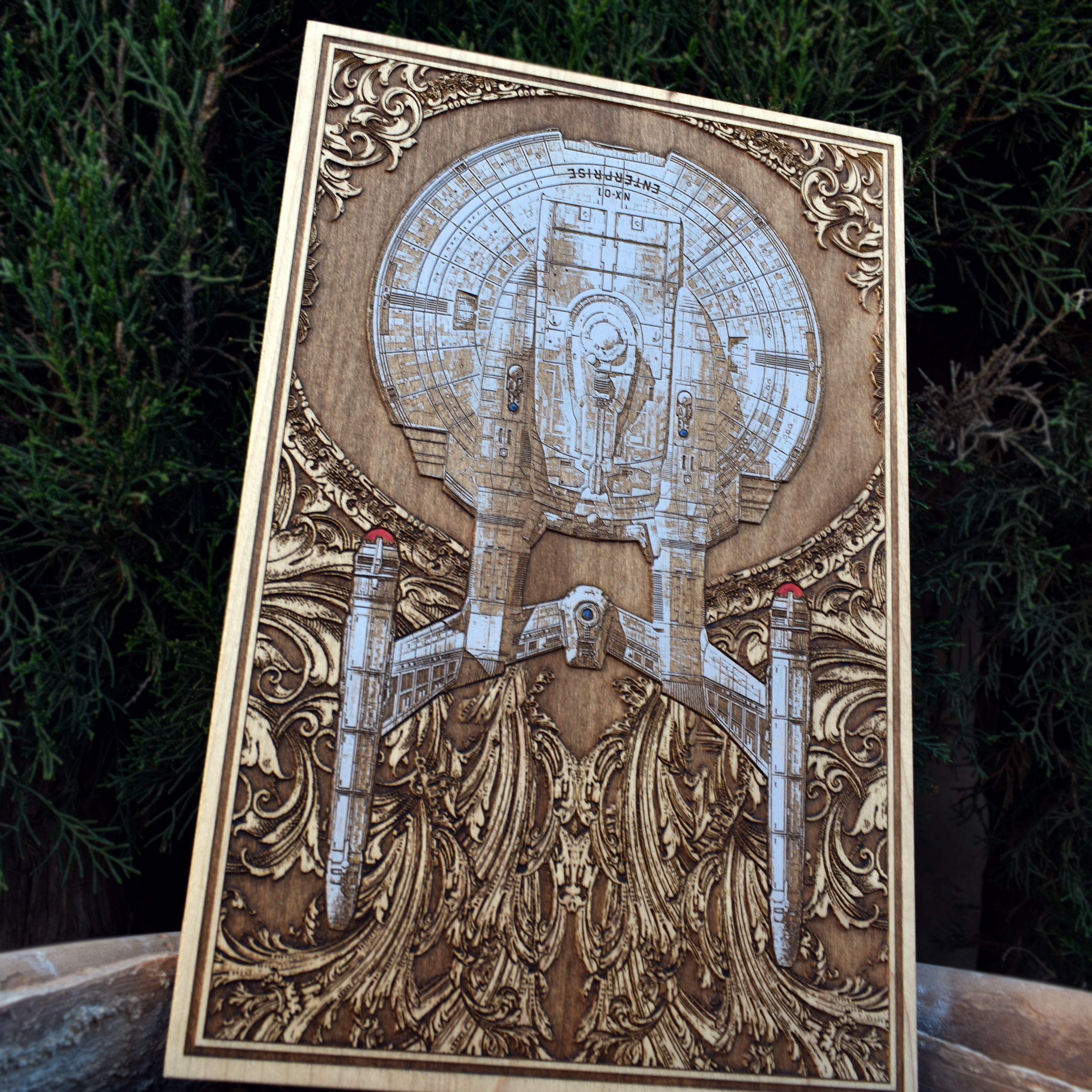 Intergalactic Ship XIII Enterprise- Medium Hand Painted