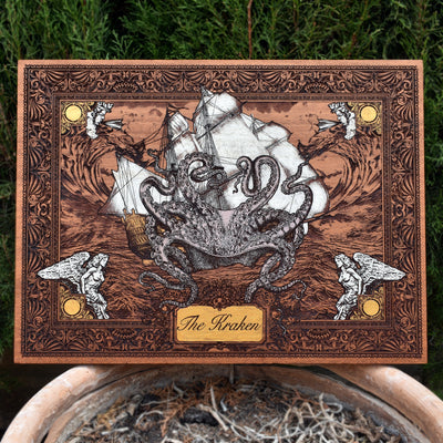 Der Kraken aus Zedernholz – groß, handbemalt