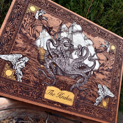 The Kraken Cedar Wood - Large Hand Painted