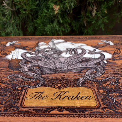 The Kraken Cedar Wood - Large Hand Painted