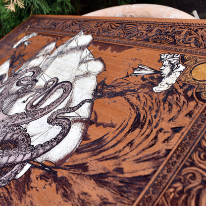 The Kraken Cedar Wood - Large Hand Painted