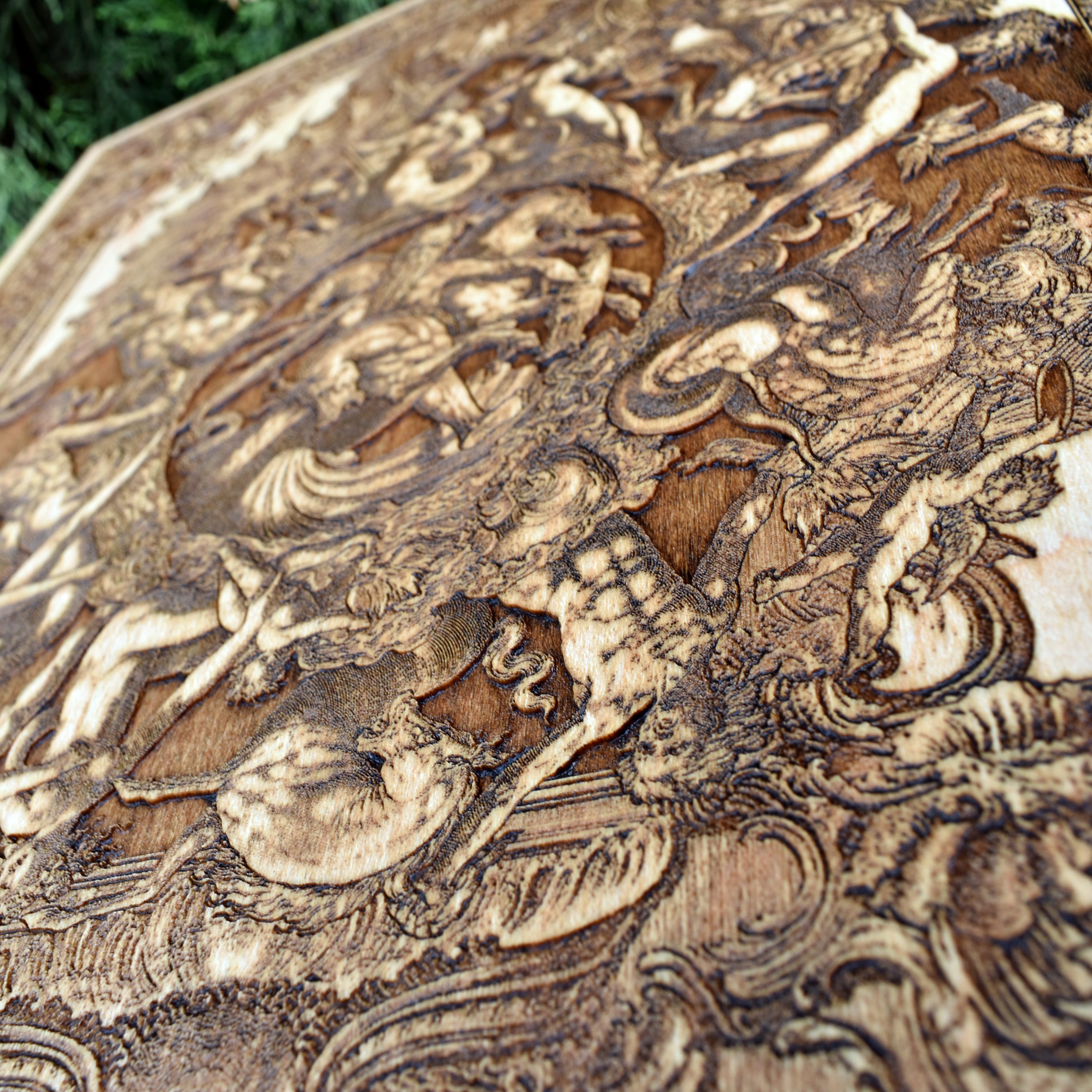 Mythical sea god Neptune carved in wood for beach homes
