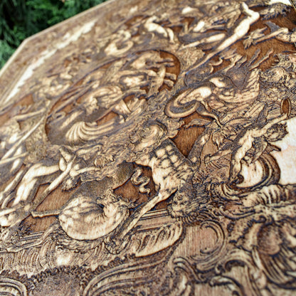 Mythical sea god Neptune carved in wood for beach homes
