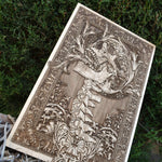 Load image into Gallery viewer, Scream, Horror Creepy Gothic Altar Art, Satanic Temple Wall Art, Demon Pagan Art, Woodcut - A4 Size
