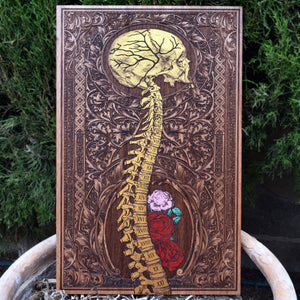 Spine with Roses Gold - Large Cedar wood limited Edition