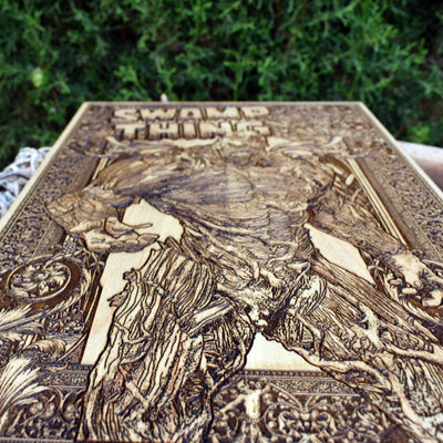 Swamp Thing wooden artwork – intricate engraving for horror fans and collectors.