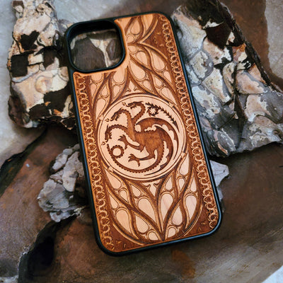 Laser engraved Game of Thrones dragon phone case for iPhone & Galaxy models