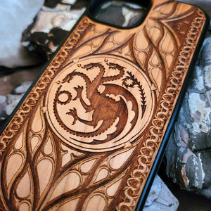 iPhone & Samsung Galaxy Wood Phone Case - Targaryen Dragon Game of Thrones