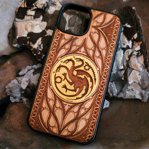 iPhone & Samsung Galaxy Wood Phone Case - Targaryen Game of Thrones Hand Painted