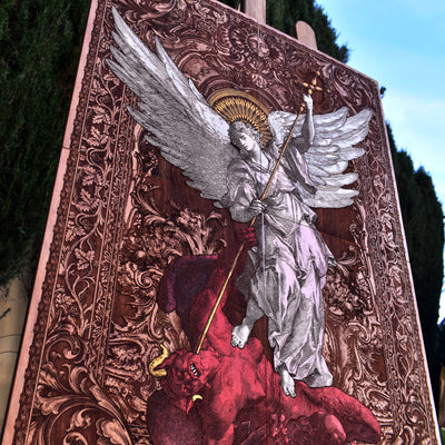 Gothic engraved wood art – gothic art, engraved wood, dark fantasy, skeleton design, artisan crafted