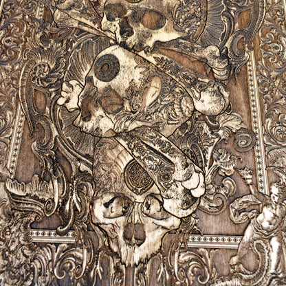 Handmade skull wall plaque, alternative gothic home decor