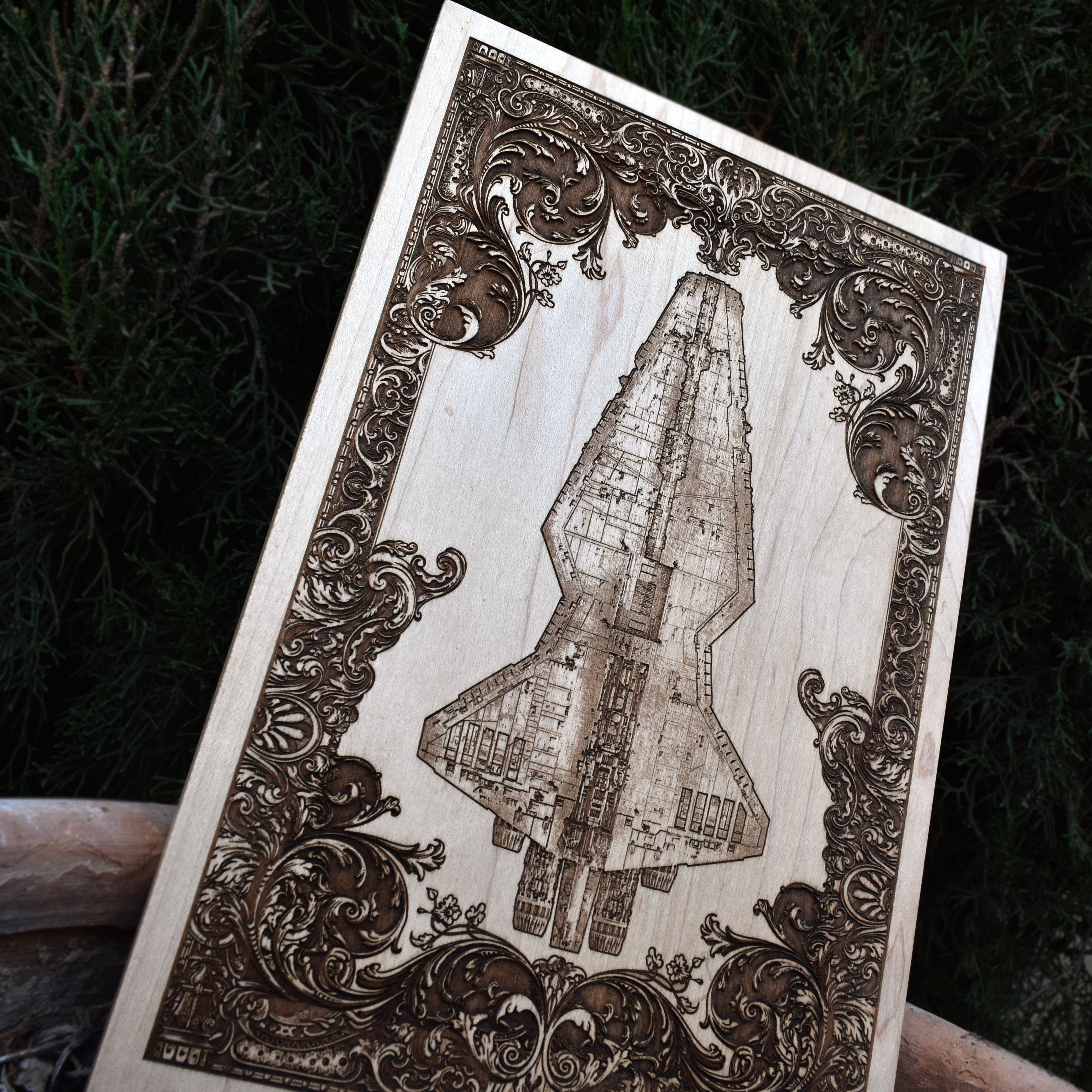Handcrafted Star Wars wood artwork - perfect geek gift & home decor piece.