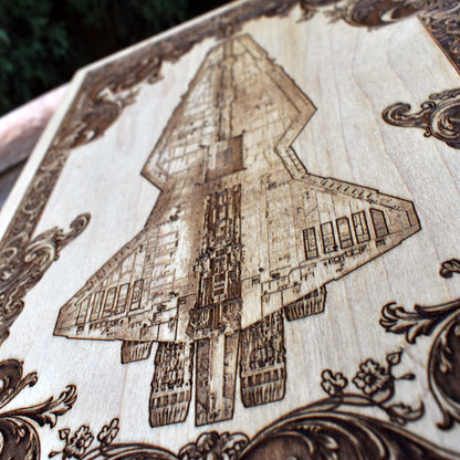 Handmade sci-fi wood art - perfect for Star Wars lovers & home decor.