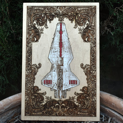 Intergalactic Ship XII Star Wars - Medium Hand Painted Star Wars engraved wood phone case