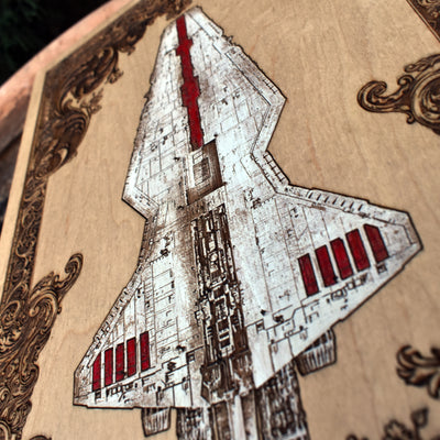 Intergalactic Ship XII Star Wars - Medium Hand Painted Star Wars engraved wood phone case