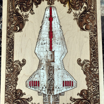 Intergalactic Ship XII Star Wars - Medium Hand Painted Star Wars engraved wood phone case