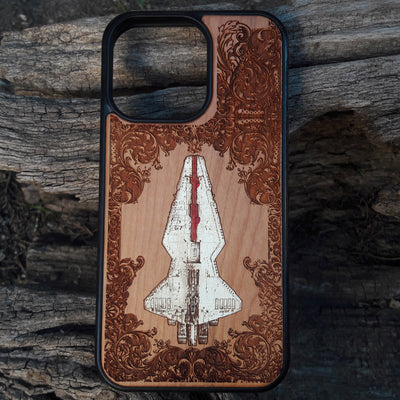 Intergalactic Ship V Star Wars - Wood Phone Case - Hand Painted Star Wars engraved wood phone case