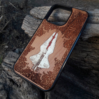 Intergalactic Ship V Star Wars - Wood Phone Case - Hand Painted Star Wars engraved wood phone case